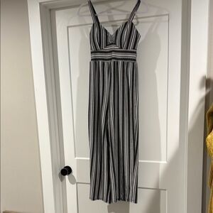Black and White Striped Jumpsuit